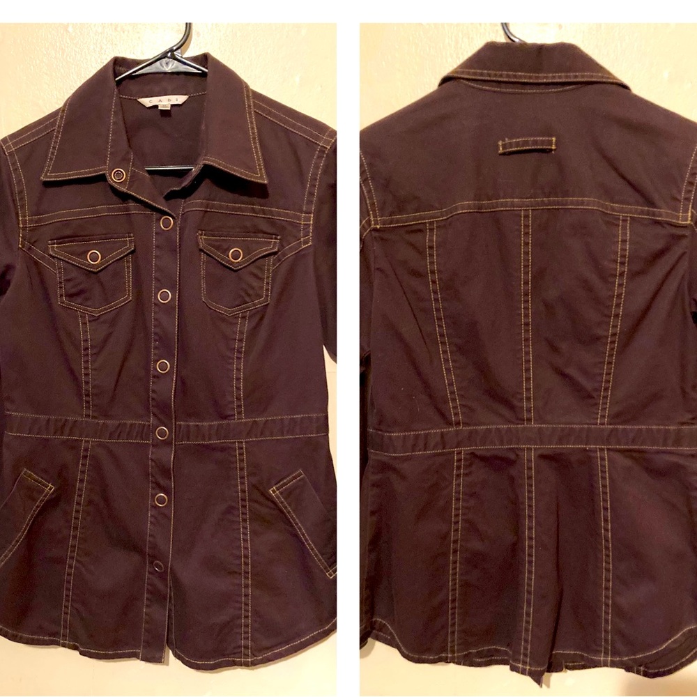 CAbi women’s lite button Chocolate Military Style jacket size Medium’s